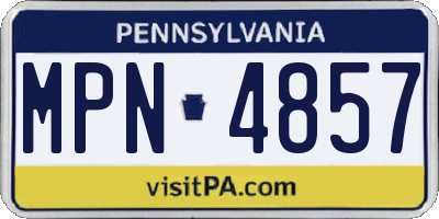 PA license plate MPN4857