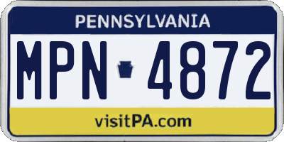 PA license plate MPN4872