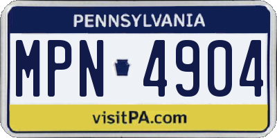 PA license plate MPN4904