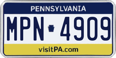 PA license plate MPN4909