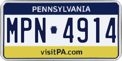 PA license plate MPN4914