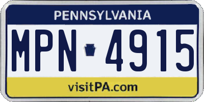 PA license plate MPN4915