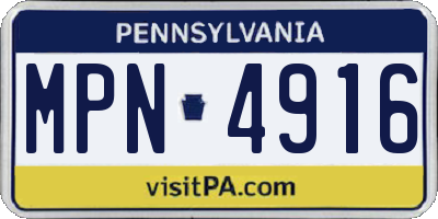 PA license plate MPN4916