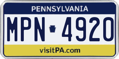 PA license plate MPN4920