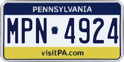 PA license plate MPN4924