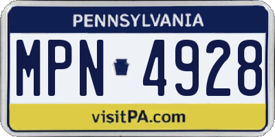 PA license plate MPN4928