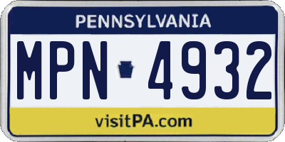 PA license plate MPN4932
