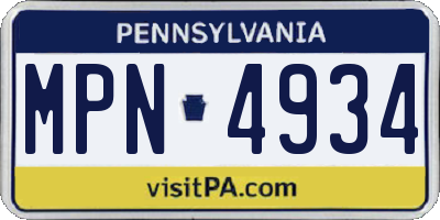 PA license plate MPN4934