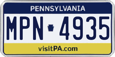 PA license plate MPN4935