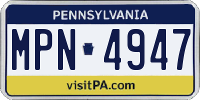 PA license plate MPN4947