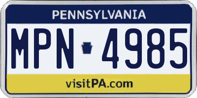 PA license plate MPN4985