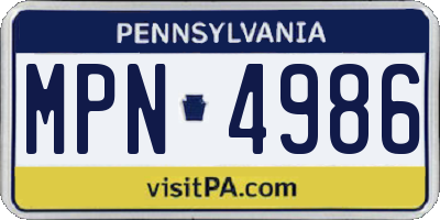 PA license plate MPN4986