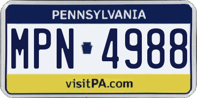 PA license plate MPN4988