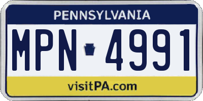 PA license plate MPN4991