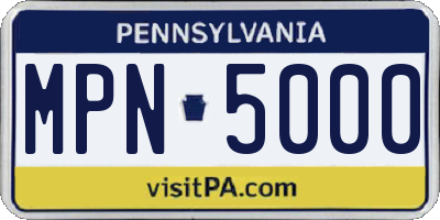 PA license plate MPN5000