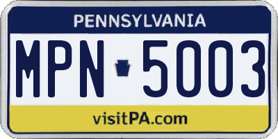 PA license plate MPN5003