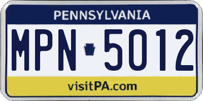 PA license plate MPN5012