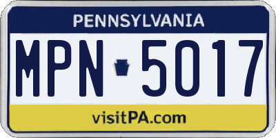 PA license plate MPN5017