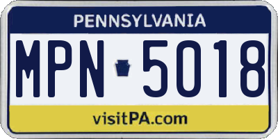 PA license plate MPN5018