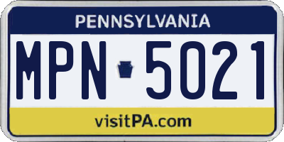 PA license plate MPN5021