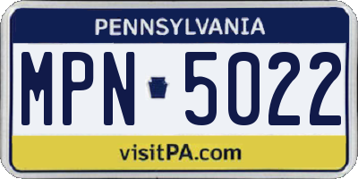 PA license plate MPN5022
