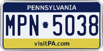 PA license plate MPN5038