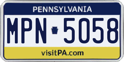 PA license plate MPN5058