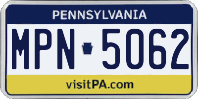 PA license plate MPN5062
