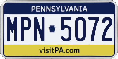 PA license plate MPN5072