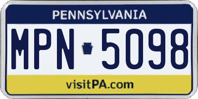 PA license plate MPN5098