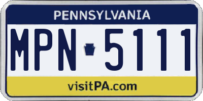 PA license plate MPN5111
