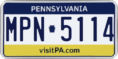 PA license plate MPN5114