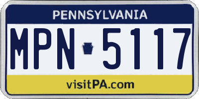 PA license plate MPN5117