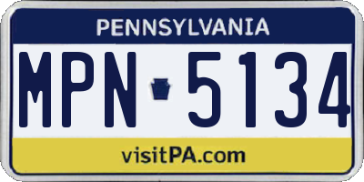 PA license plate MPN5134
