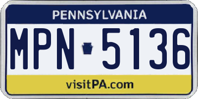 PA license plate MPN5136