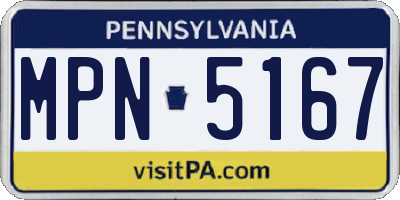 PA license plate MPN5167