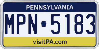 PA license plate MPN5183