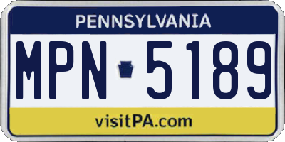 PA license plate MPN5189