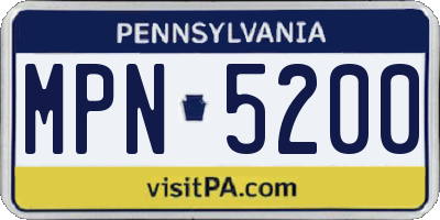 PA license plate MPN5200