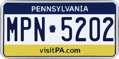PA license plate MPN5202