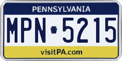 PA license plate MPN5215