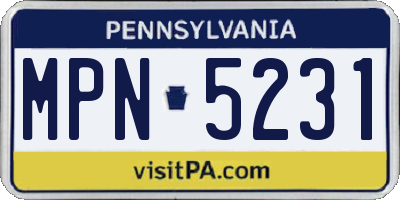 PA license plate MPN5231