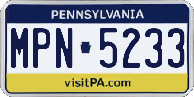 PA license plate MPN5233