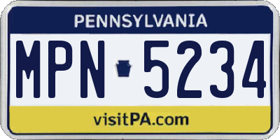 PA license plate MPN5234