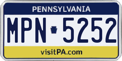 PA license plate MPN5252