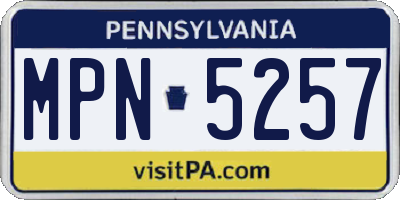 PA license plate MPN5257