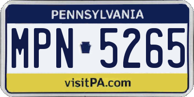 PA license plate MPN5265