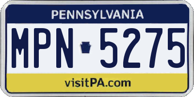 PA license plate MPN5275