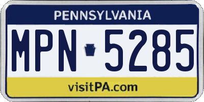 PA license plate MPN5285