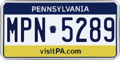 PA license plate MPN5289